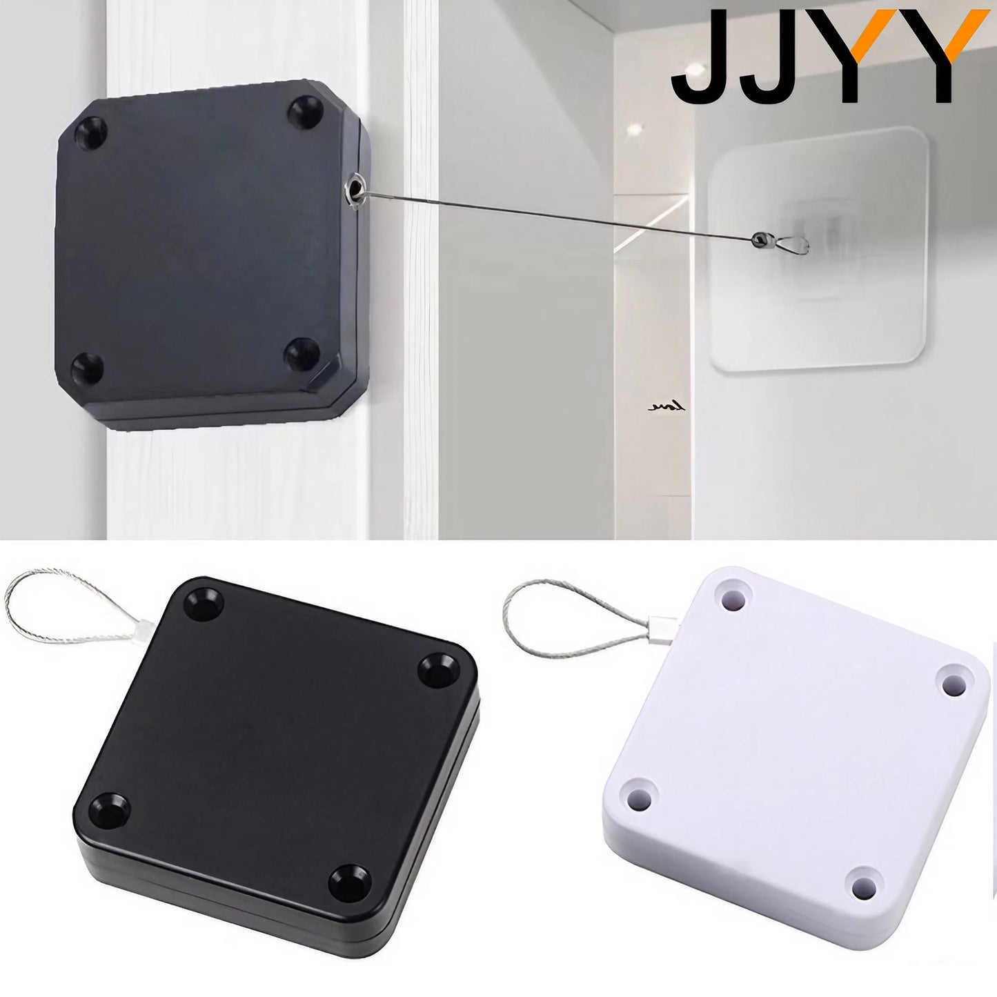 JJYY Punch Free door closer telescopic door device wooden door closed sliding door wire pull rope automatic door closing artifac